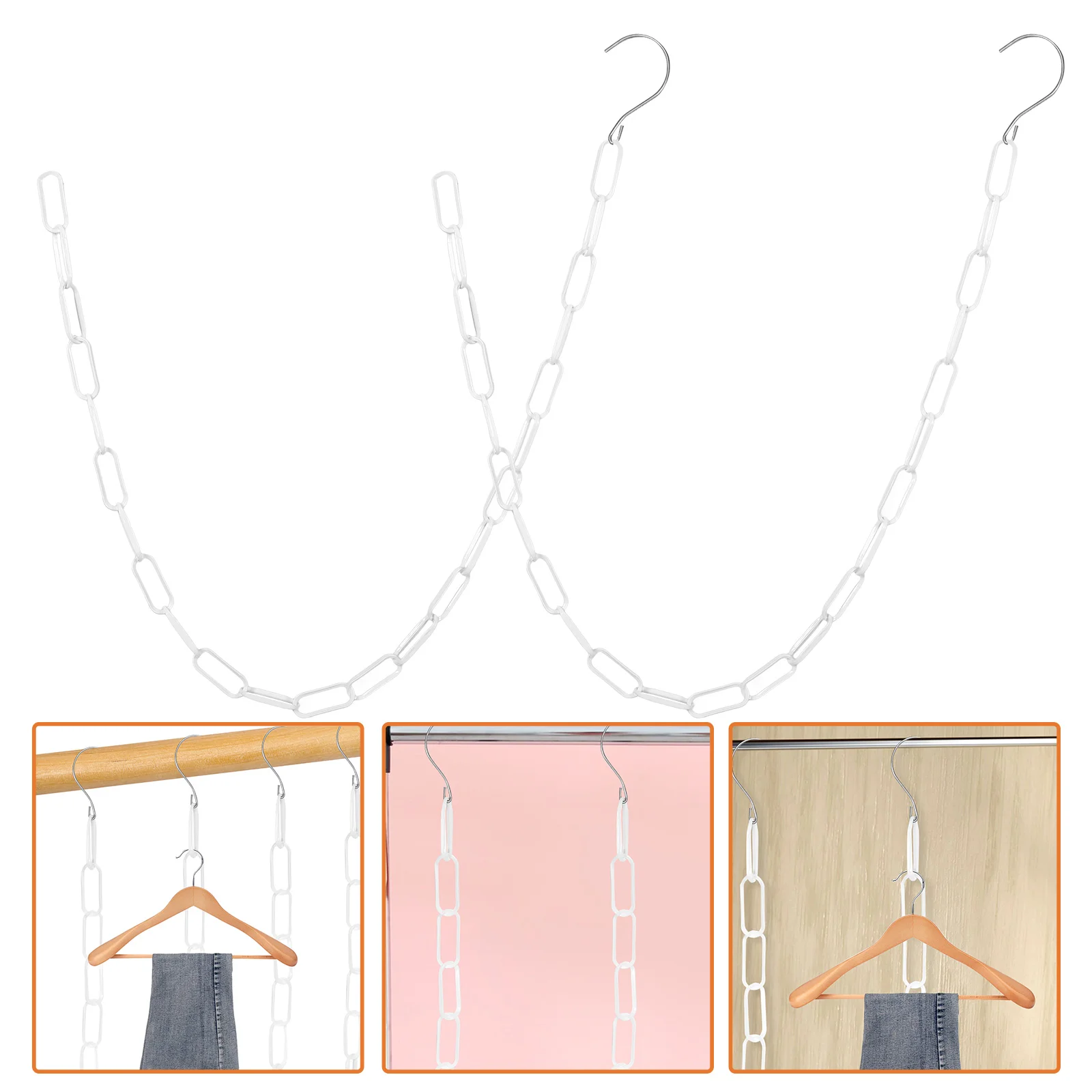 

4pcs Rubber Chain Clothesline Plastic Hooks White Portable Camping Travel Laundry Line for Indoor Outdoor Drying Clothes