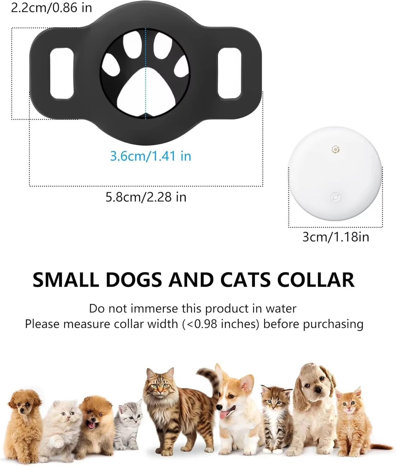 Anti-Lost Cat Collar for Smart Tag GPS Tracker Protective Case With Bell Cats Necklace, Bluetooth Tracker Tag for Android