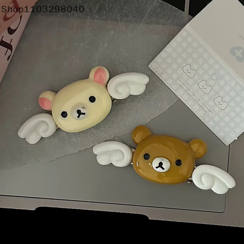 

Kawaii Rilakkuma Angel Hair Clip With Wings – Cute Bear Side Bangs Clip, Hair Accessory For Girls, Perfect Gift