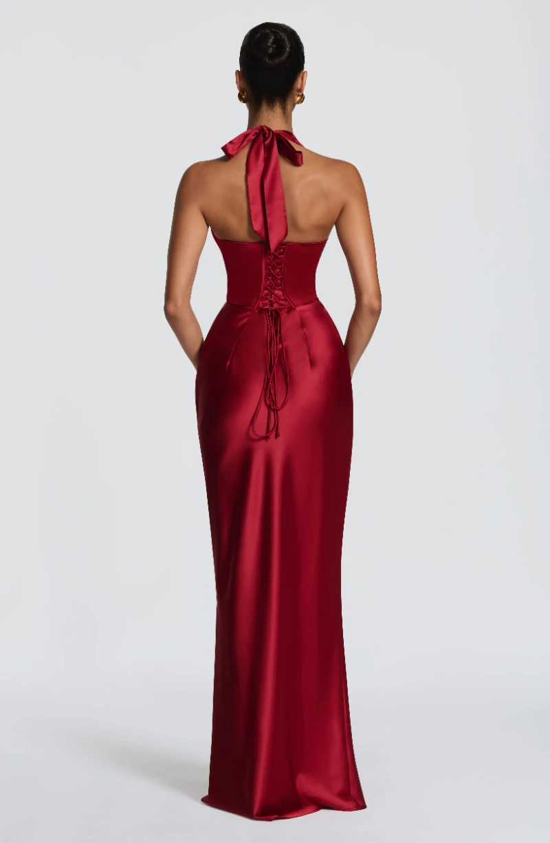 Elegant Halter Backless Mermaid Evening Gown Ruched Cutout Bodycon Prom Dress Women Formal Party Cocktail Wedding Maxi Dresses - Image 2
