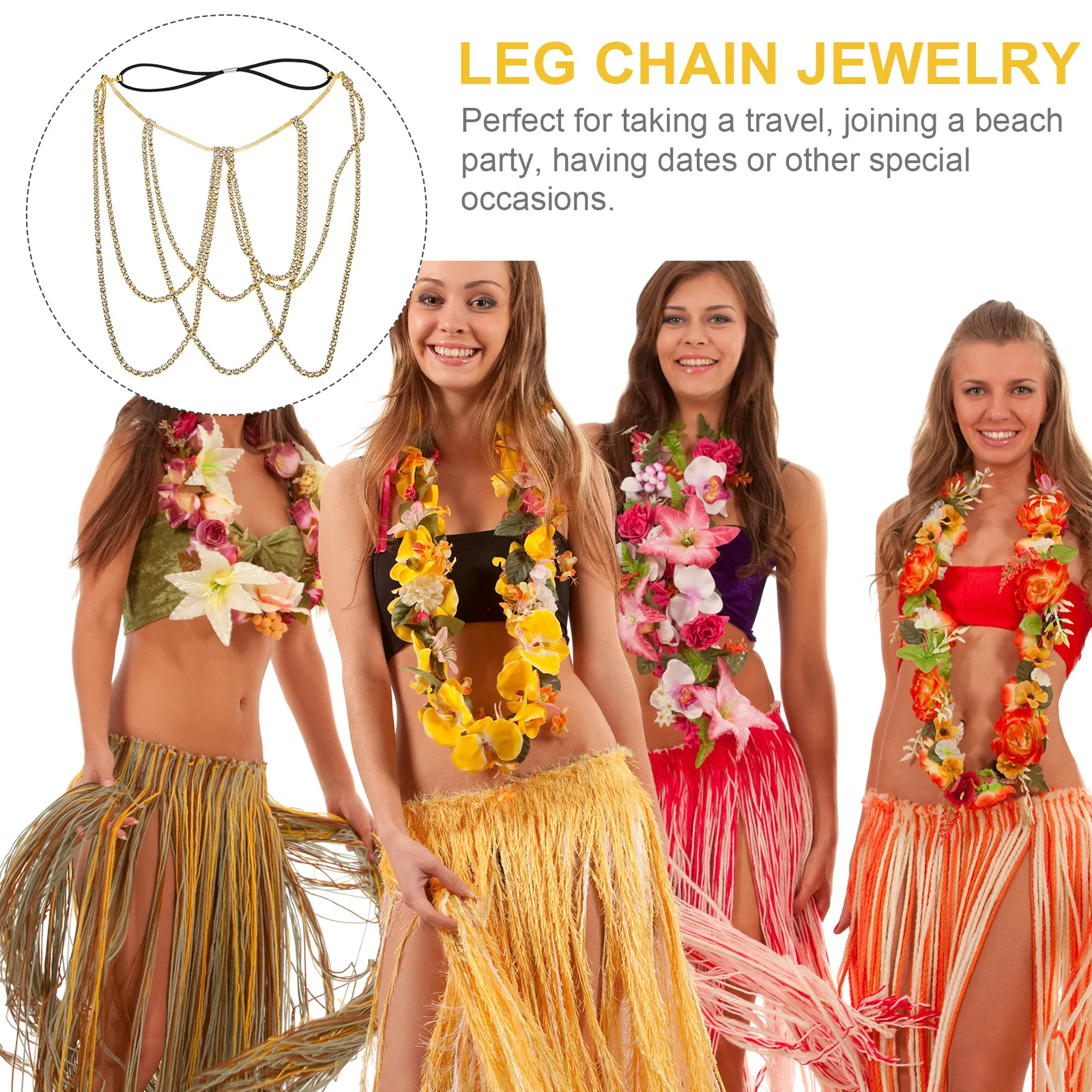 

Body Chain Rhinestone Fancy Necklace Statement for Women Waist Jewelry Bride Necklaces Elasticity