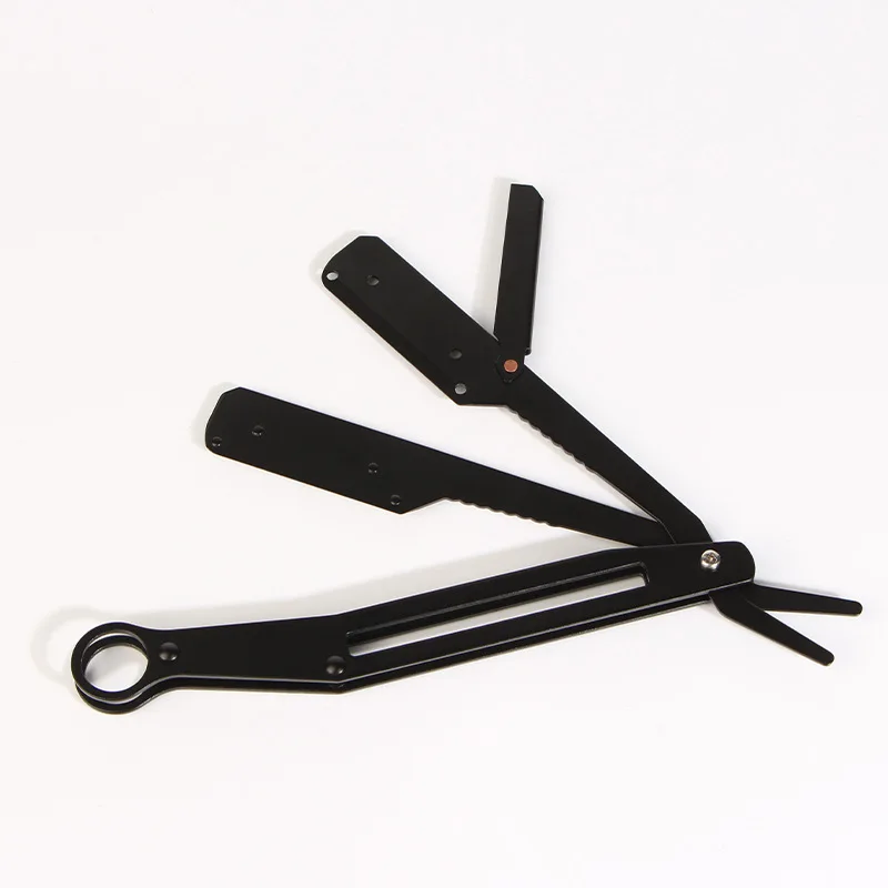 1 قطعة شفرات الحلاق الرجالية القابلة للطي الألومنيوم الصلب إزالة الشعر أدوات حلاقة الوجه تصفيف الشعر مستقيم سلامة الحلاقة حامل السكاكين #4