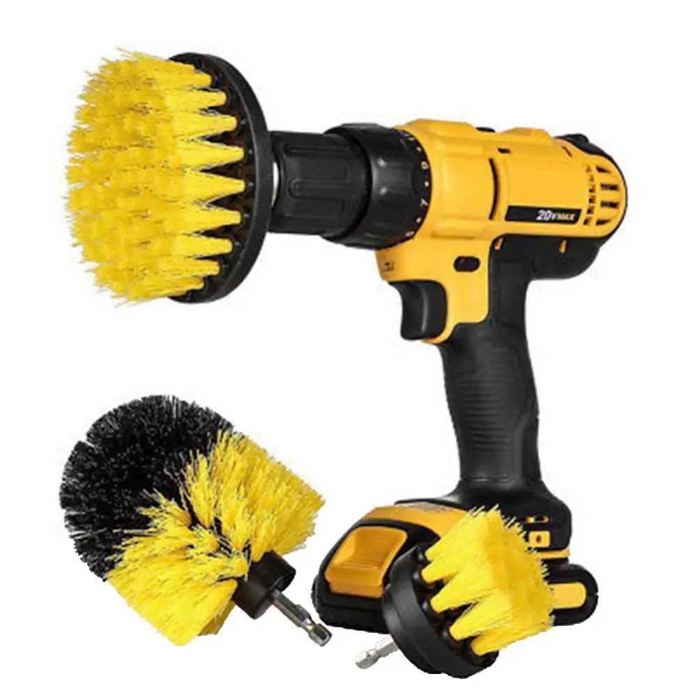 3Pcs/1Pc Electric Power Scrubber Electric Drill Brush Kit Tile Floor Glass Cleaning Tool For Carpet Glass Car Tires Nylon Brush