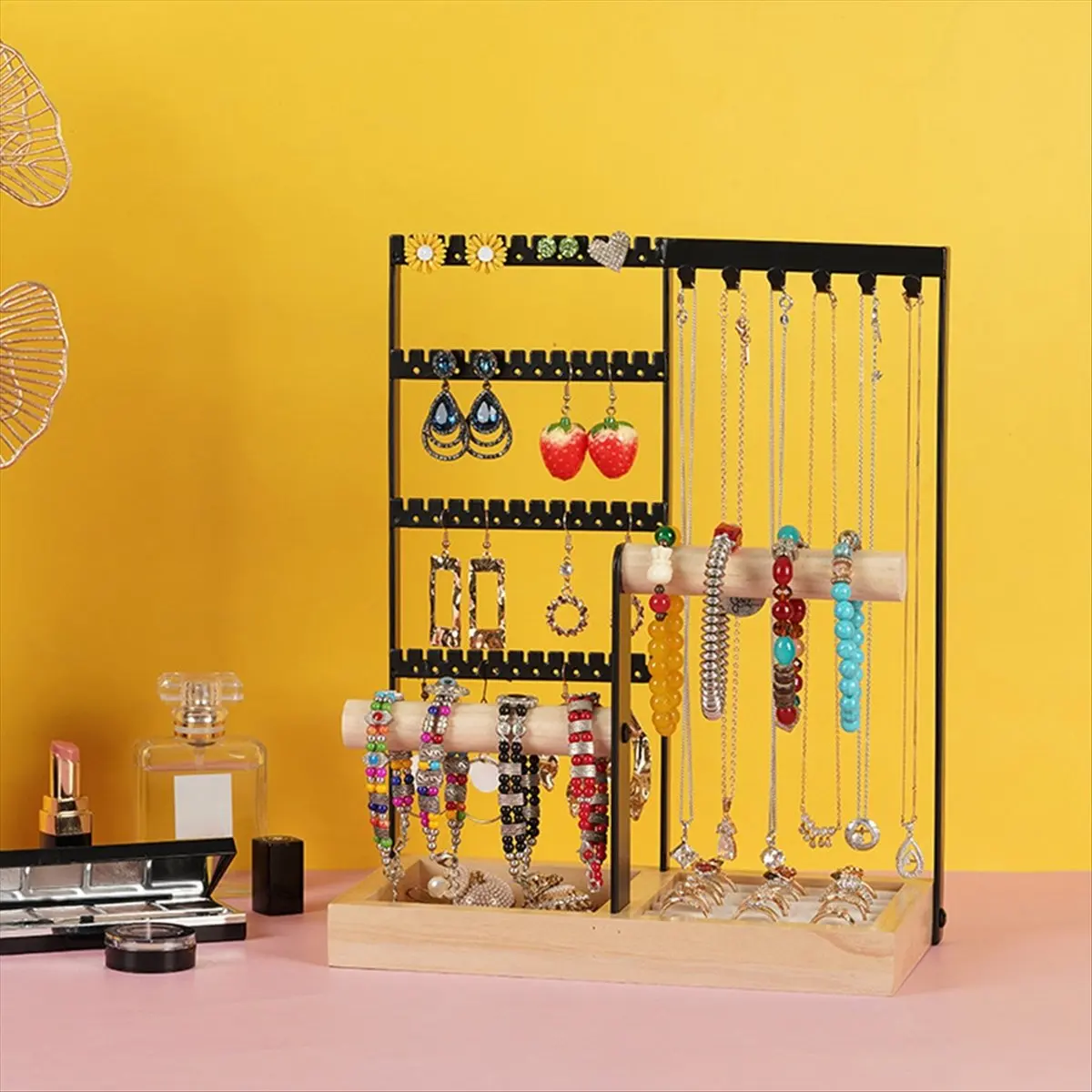 Just- New Jewelry Rack Wooden Velvet Ring Storage Box Bracelet Necklace Jewelry Display Rack Earrings Rack for Jewelry Storage