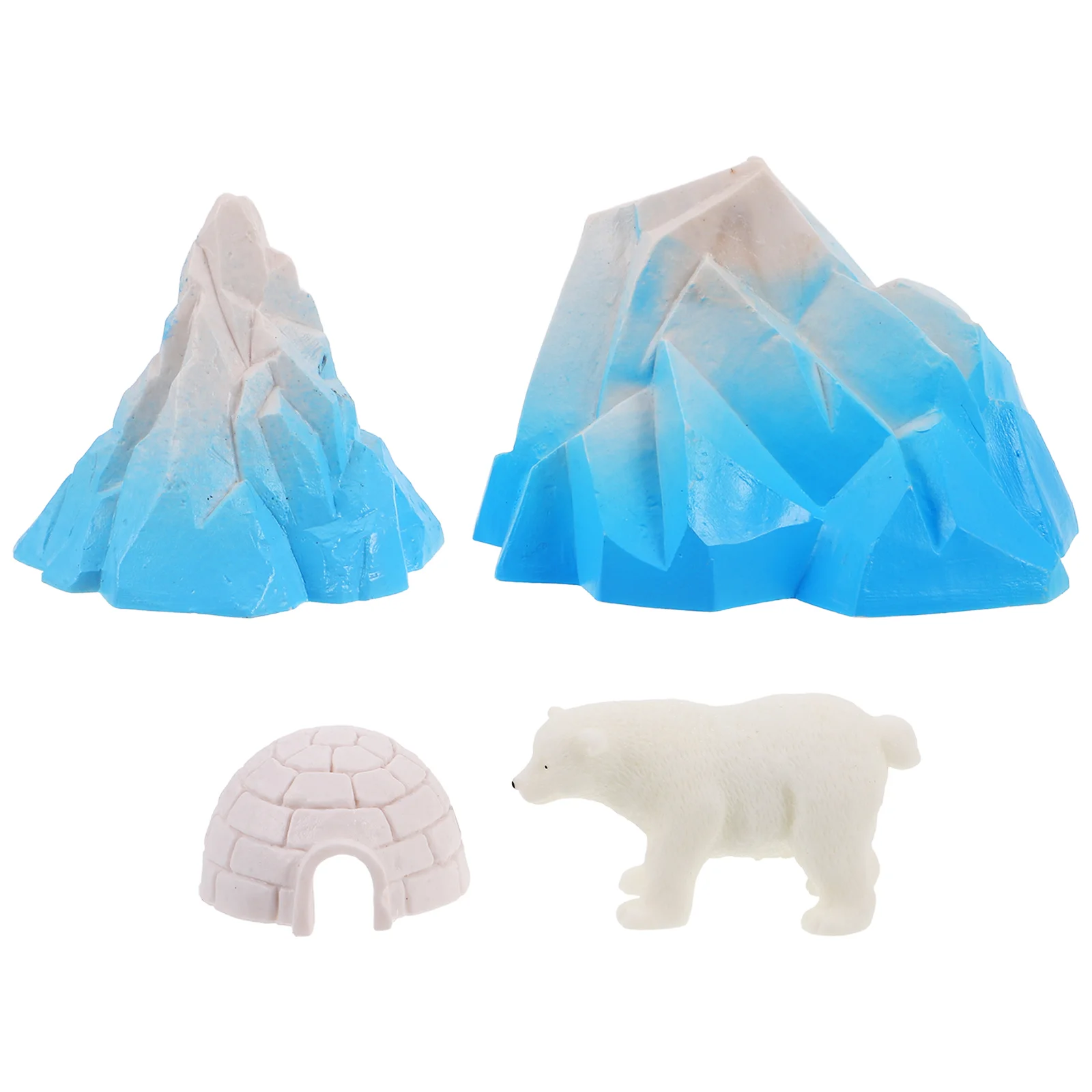 

4 Pcs Igloo Model Toy Arctic Animals Suite Figurines Cake Topper Dollhouse Decorations Ice Office