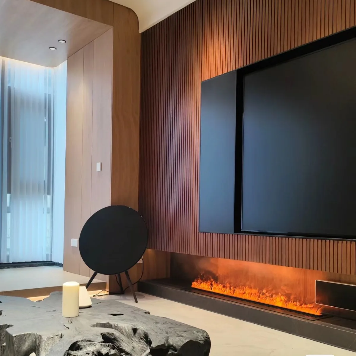 Smart WiFi APP Control Electric Fireplace W/Steam Humidifier, 7 Color LED Flame & 3D Vapor Effect - 1M/1.2M/1.5M