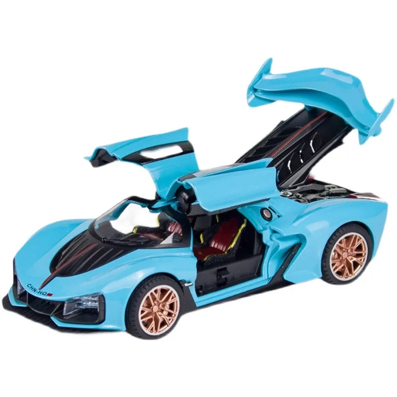 1/24 Alloy DieCast HQ S9 Sports Car Model Toy Car Simulation Sound Light Pull Back Collection Toys Vehicle Gifts