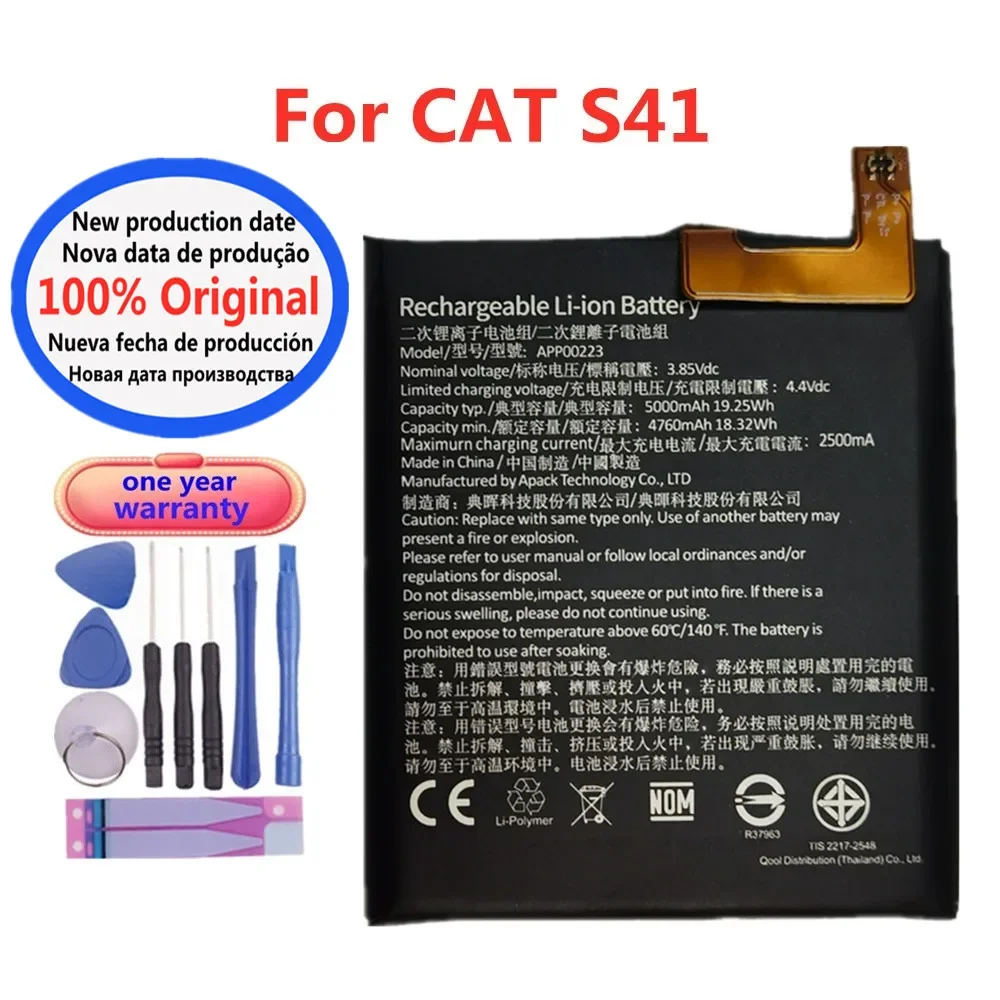 5000mAh 100% Original Battery For Caterpillar CAT S41 APP00223 Mobile Phone Battery Fast Shipping + Free Tools