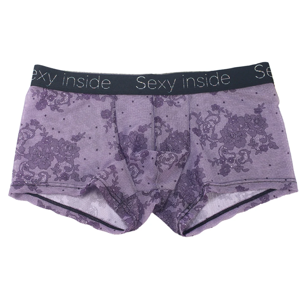 Men Trunks See Through Briefs U Convex Underwear snake Printed Panties Mesh Wide Waistand Ice Silk Breathables