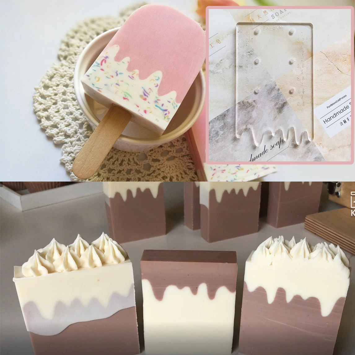 Beginner Soap Making Supplies Melt Ice Cream Pattern Picture Tuxture Scraper Soap Rib DIY Hobby Tools Kit fabrication de savon