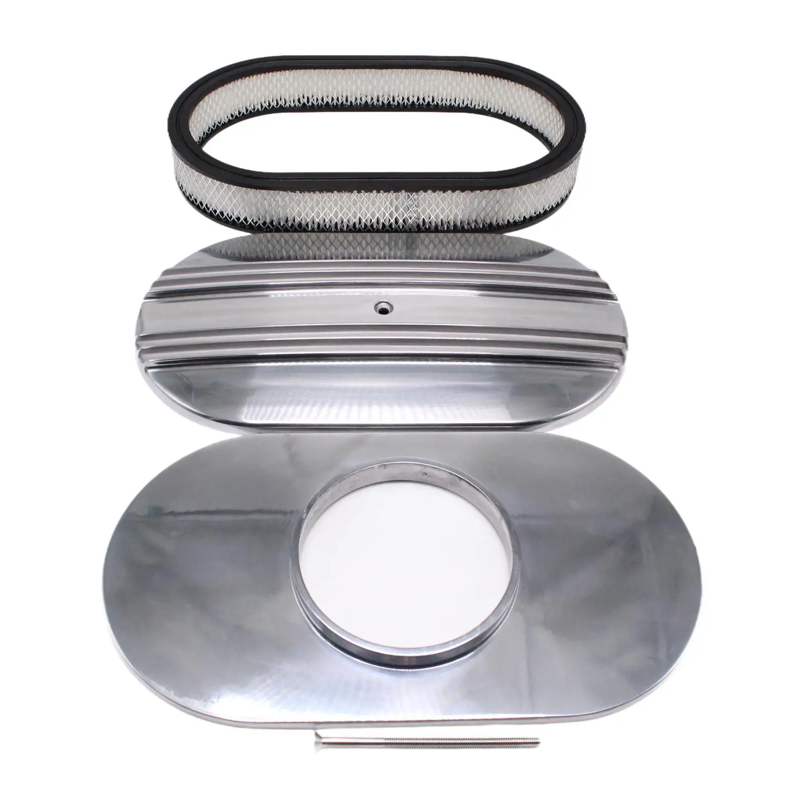

Air Cleaner Kit Metal Intake Oval Air Filter Repair Part Silver Direct Replace for Carter Four Barrel