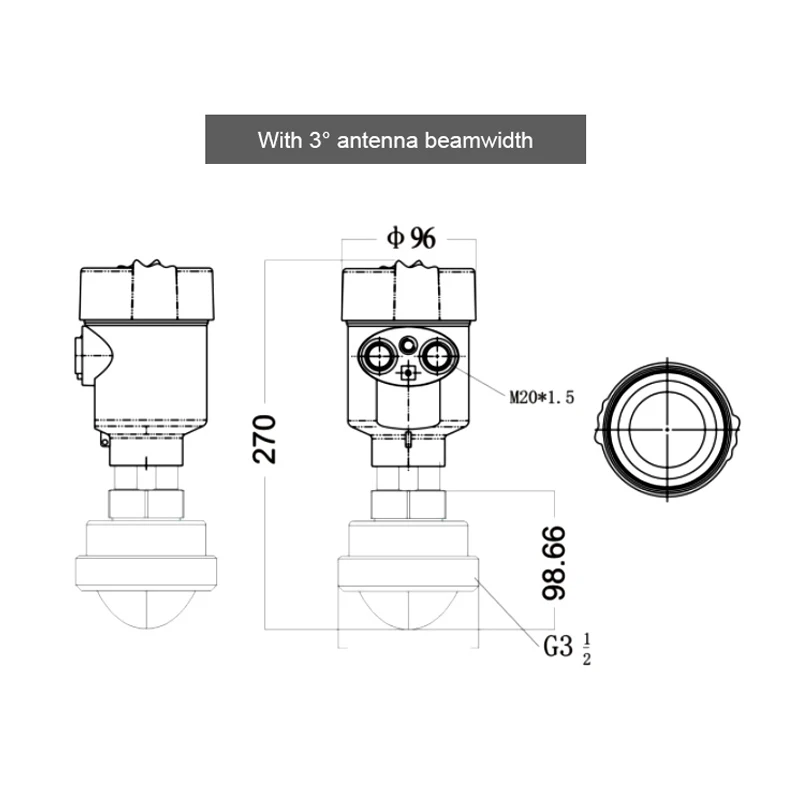 

New BGT-RD800 Good Performance High Frequency radar Level Gauge / 80Ghz High Frequency Cement Silo Radar Level Sensor