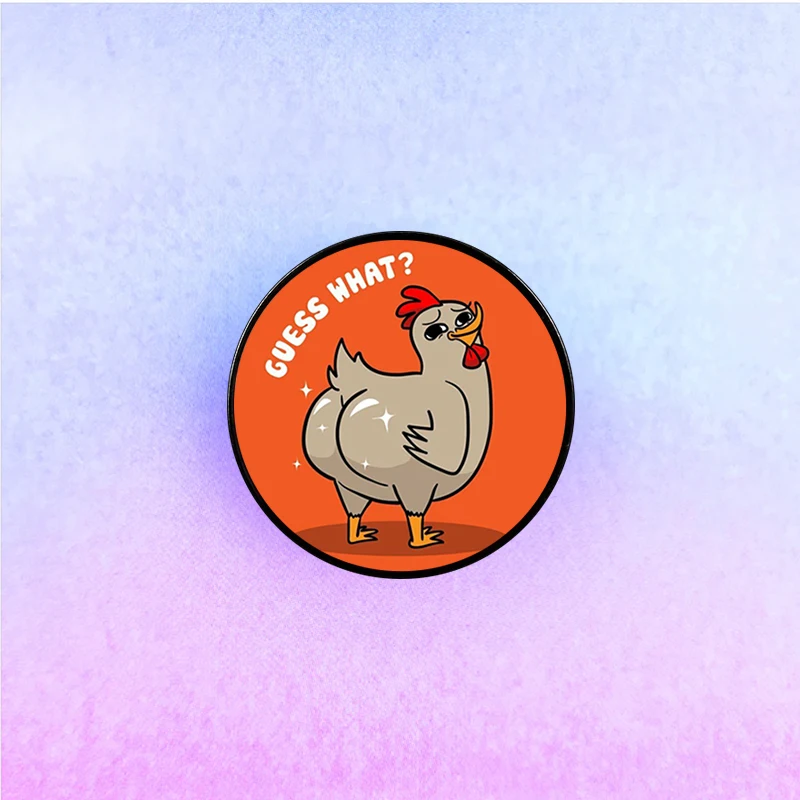 1 pc Chicken Butt Printed Pin Custom Funny  Brooches Shirt Lapel  Cute Badge Cartoon pins for Lover Girl Friends