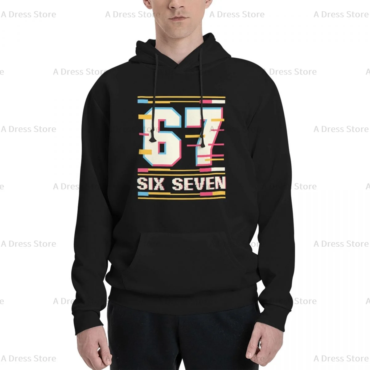 

67 Six Seven Polyester Two sided Hot stamping printing Men's Sweater,Unisex Vintage Pullover Hooded