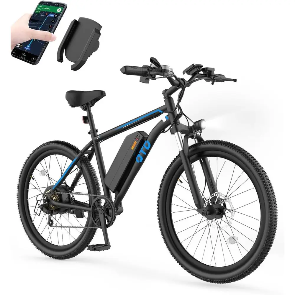 

26 1600W Peak Motor Adult Electric Bike, 28 MPH, 90 Miles Range, 48V Removable Battery, 7-Speed Mountain E-Bike with Front Suspe
