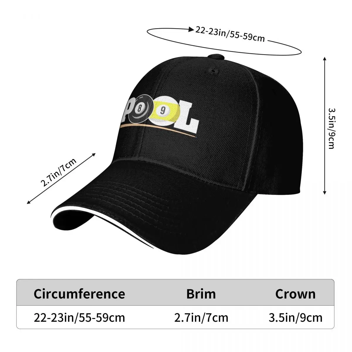 8 Ball 9 Ball Pool Player Billiards Baseball Cap Icon black fishing caps man For Women 2025 Men's
