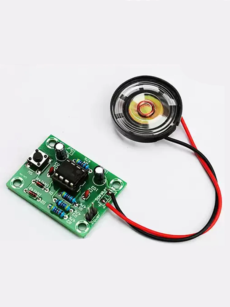 DIYUSER NE555 Kit de bricolage de sonnette double ton-28x25mm pratique de soudure de PCB avec pièces complètes et klaxon de 8 Ohm pour les débutants