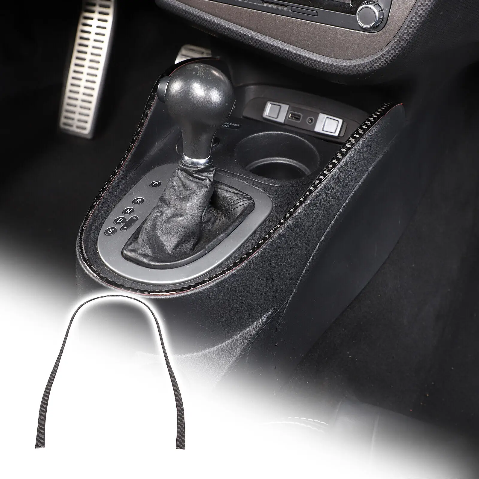 

Carbon Fiber Car Console Gear Frame Trim For Seat Leon MK2 2008 2009 2010 2011 2012 Decorative Stickers Car Accessories