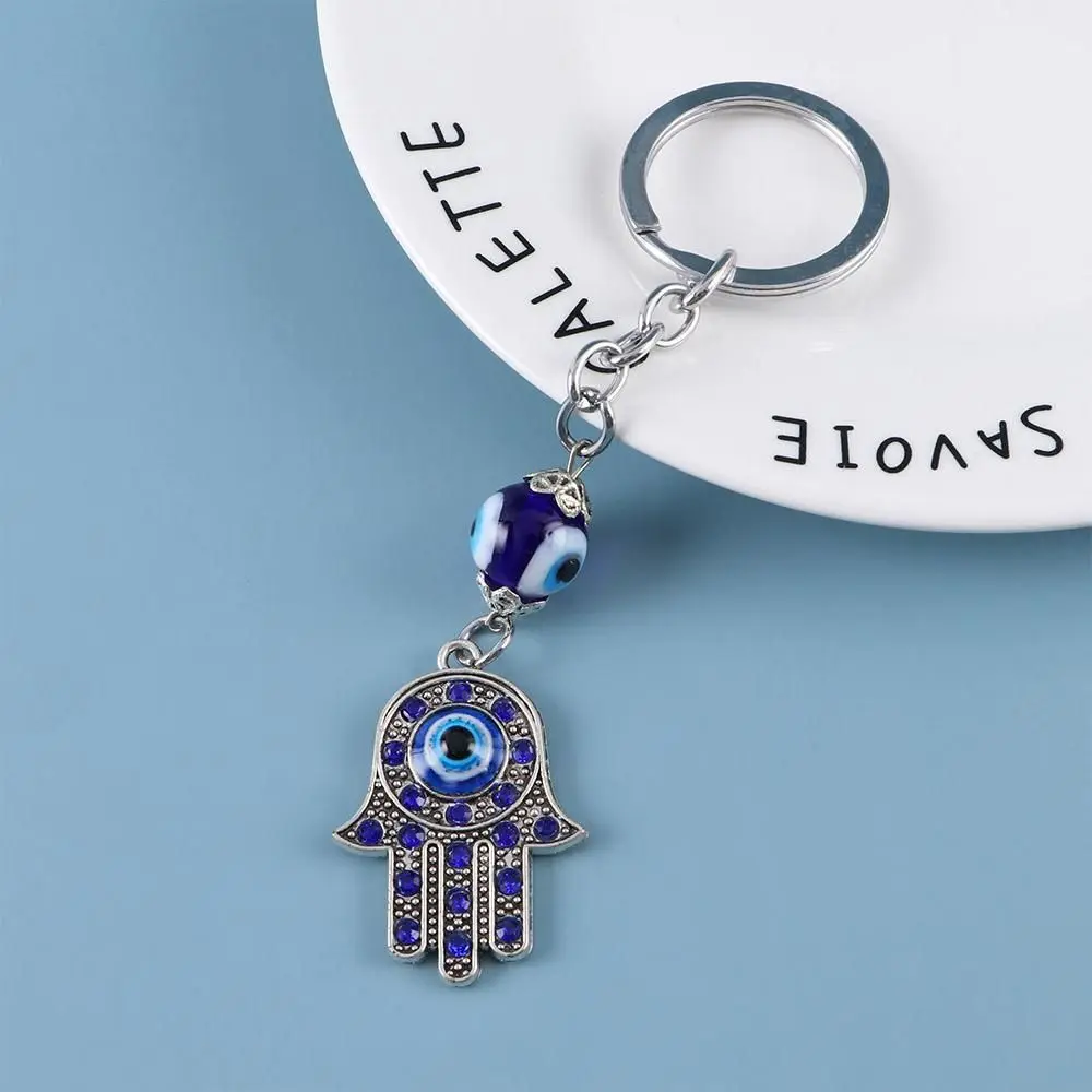 

Jewelry For Men Women Amulet Car Keyrings Good Luck Blue Evil Eye Protection Charm Hamsa Keychain Fatima Hand