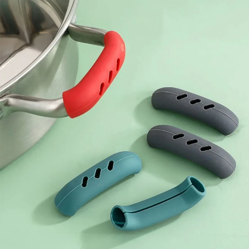 2Pcs Heat Insulation Silicone Pan Handle Covers, Non-Slip Assist Grip Sleeve Holder, Heat Resistant Kitchen Cookware Gadgets