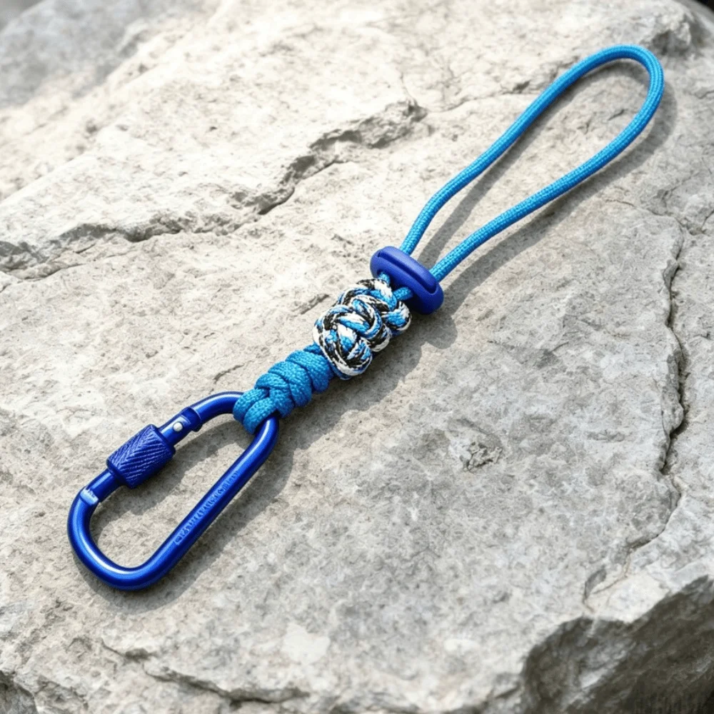 Alloy Water Bottle Lanyard Braided Rope Multicolor Carabiner Hook Locking Carabiner Clip Durable Key Chain Lanyard Outdoor Use