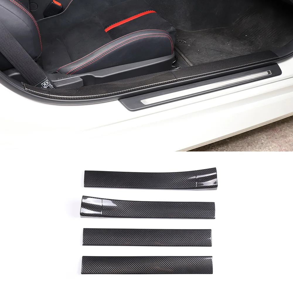 Carbon Fiber Car Welcome Pedal Decorative Strip For Toyota 86 GT86 Subaru BRZ 2022 Sticker Welcome Step Protection accessories