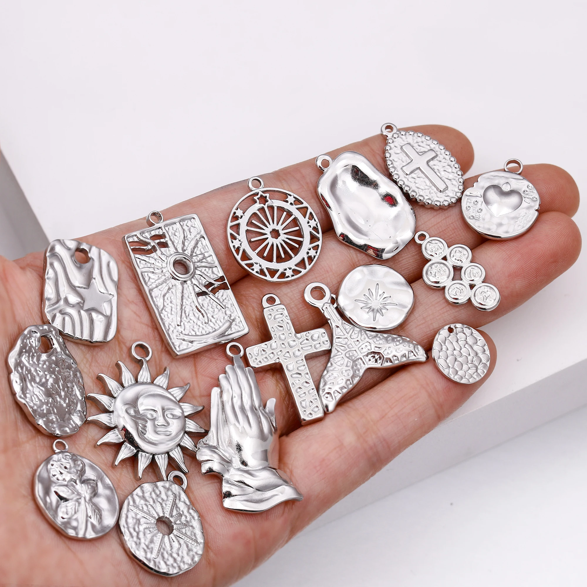 3PCS Edelstahl Unregelmäßige Geometrische Sonne Anhänger Charms Für DIY Halskette Armband Ohrringe Baumeln Charms Schmuck Zubehör – Detail 4