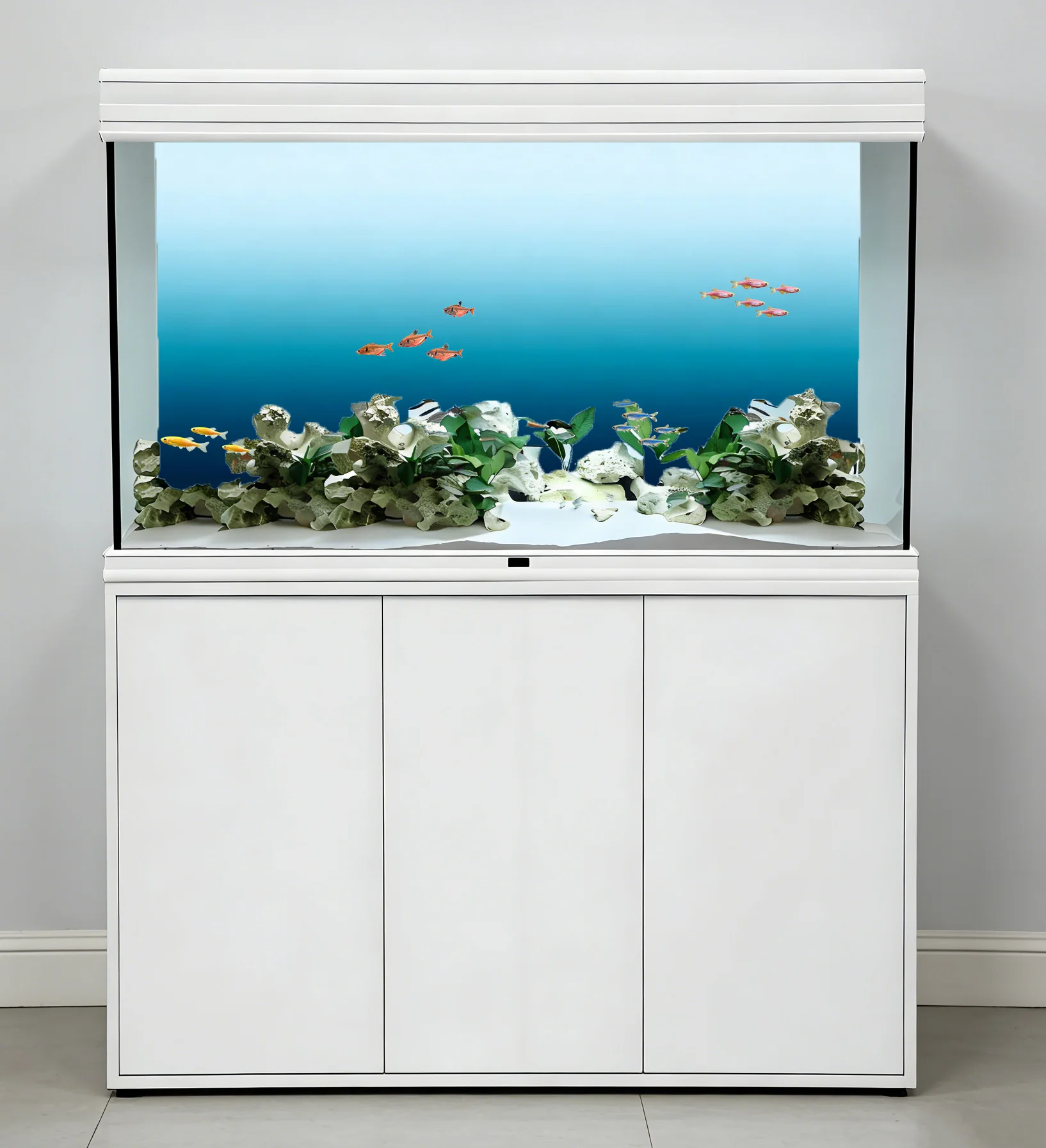 Aquarium-Hintergrund, Hintergrund für Fischbecken, Farbverlauf von Weiß zu Blau, Aquarium-Dekoration, selbstklebender, flacher 2D-Aufkleber für die Vorderseite. – Detail 4