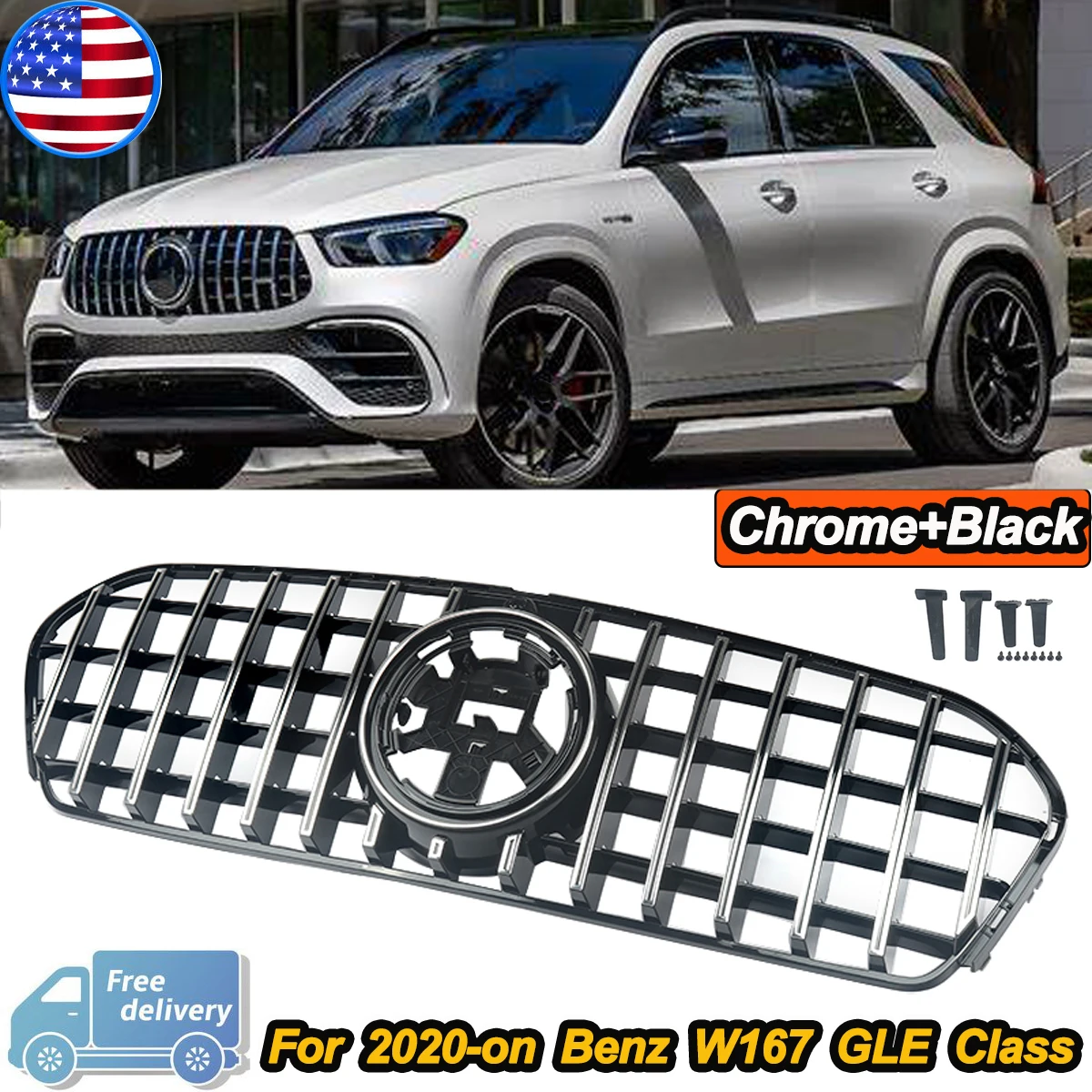 

Передняя решетка, центральная решетка бампера, гоночная решетка для Mercedes Benz W167 C167 X167 Coupe 2020 2021 2022 Gle350 300d 450 GT Style