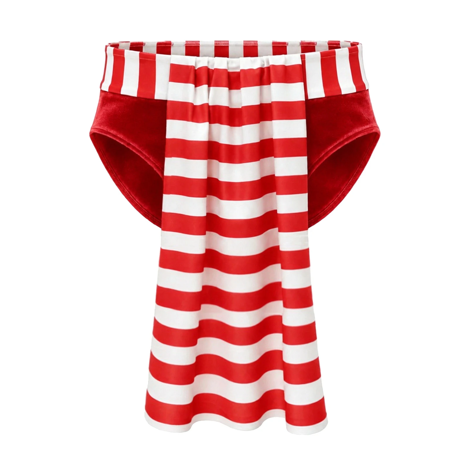 Men Elastic Waist Underpants Wrestler Striped Loincloth Underwear Christmas Candy Cane Briefs Stage Performance Theme Party Wear