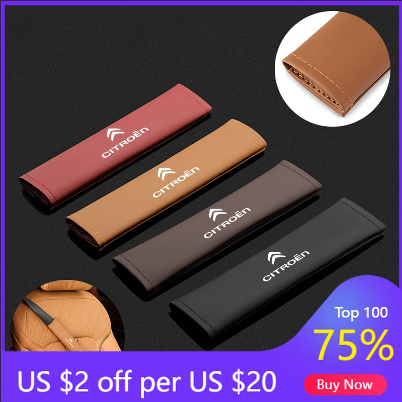 

2026 Hot Car Sticker Car Pu Leather Seat Belt Shoulder Protection Set Interior Accessories For Citroen C1 DS3 C2 C3 Vts C4 Saxo