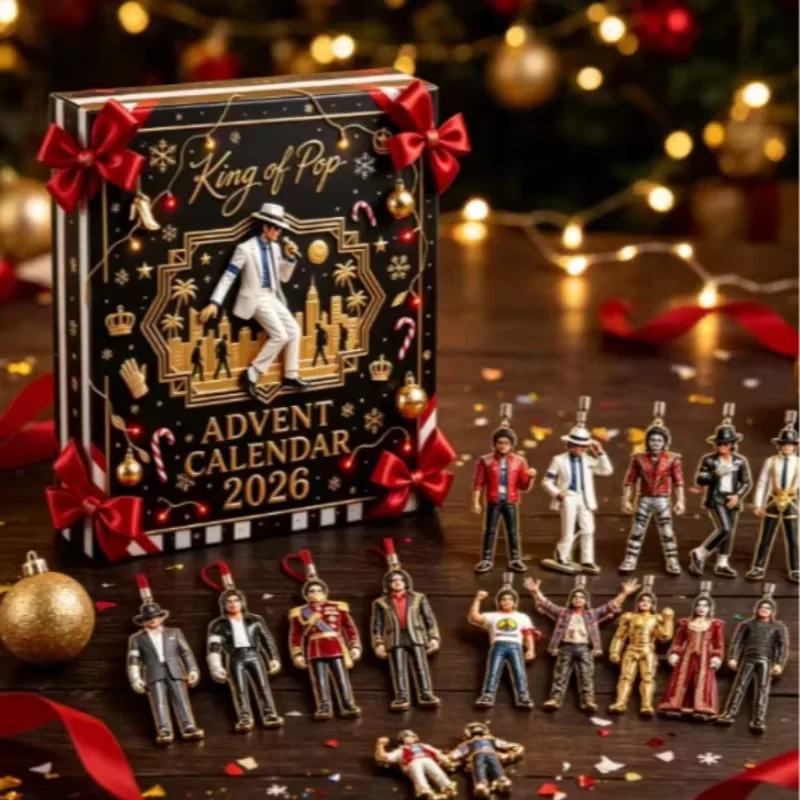 24 Days Michael Jackson Christmas Advent Calendar Classic Stage 2D Acrylic Hanging Figurine Xmas Tree Decor Gift for Music Fans