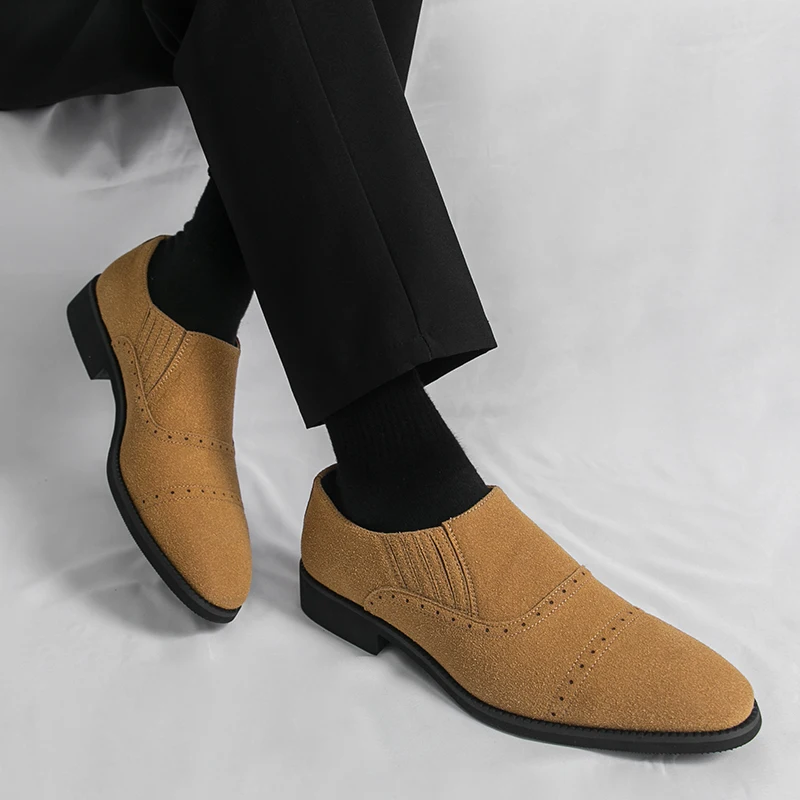 Sepatu Loafer Pria Retro Hitam - Formal Wear For Men Yellow ulasan dan harga