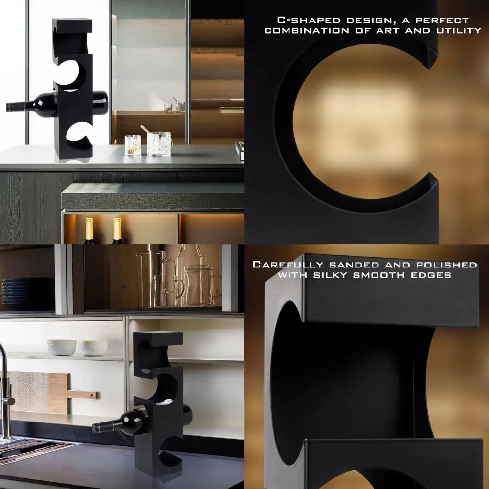 

Modern 4-Bottle Wine Rack for Kitchen and Bar, Compact Countertop Holder with Creative Design