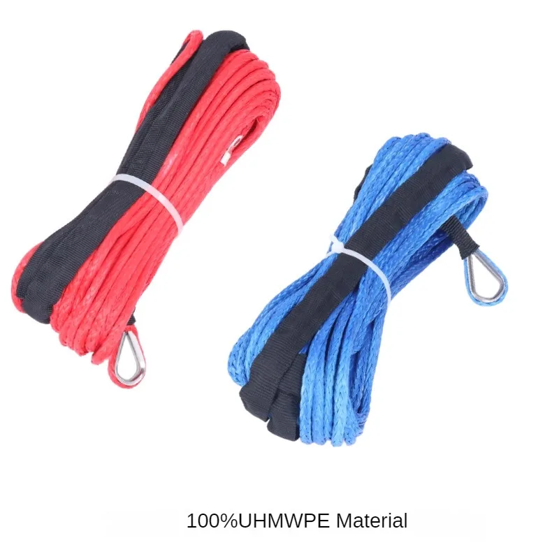 

6mm X 15m Synthetic Fiber Rope Winch Rope 7700 Pounds 1/4 Trailer Rope Trailer Hook Electric Winch