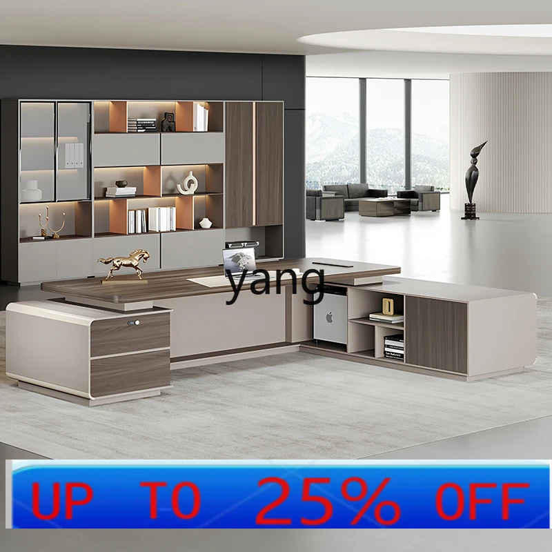 

Lmm Desk Light Luxury Office Furniture President Manager Desk and Chair Combination Supervisor