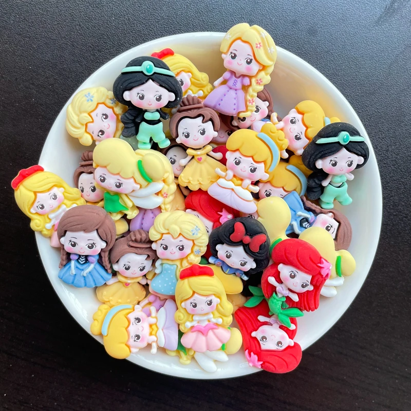 10 buah baru Mini Kawaii kartun putri seri Resin buku tempel Diy perhiasan jepit rambut tali kepala bagian dekorasi