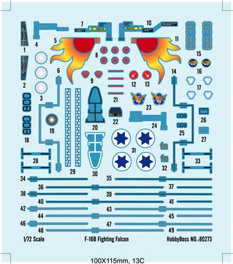 HobbyBoss 80273 1/72 Scale F-16B Fighting Falcon Fighter Military Plastic Aircraft Model Kits