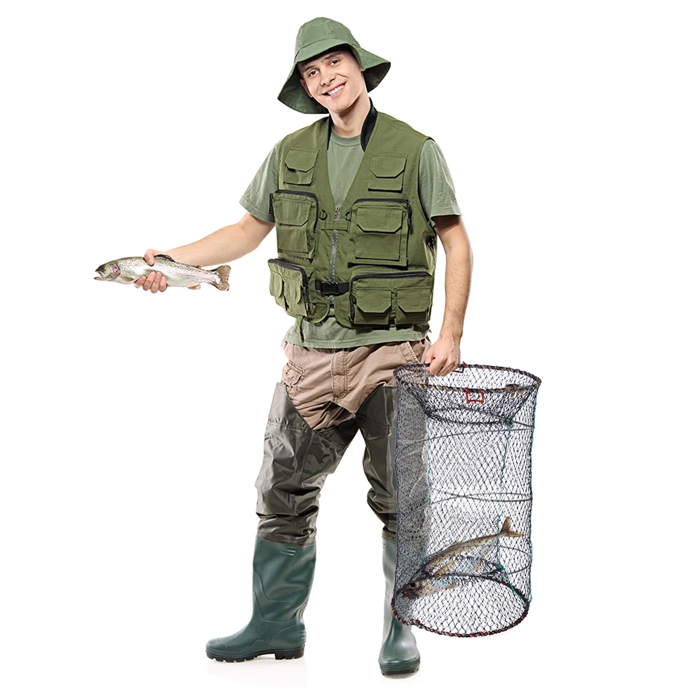 

2Pcs Folding Fish Net Crab Net Fishing Cage Professional Crawfish Multi function Lobster Trap Convenient Bait Trap Nylon Spinner