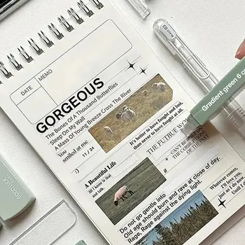 Bande de 6 ratios dégradés Macaron, 1 paquet, portable, muet, sans rail, forme carrée, facile à utiliser, pour l'école, le bureau, la maison