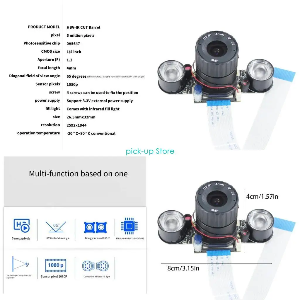 

Q5WA 5MP Fisheye Camera для RPI с автоматическим ночным переходом USB Webcam