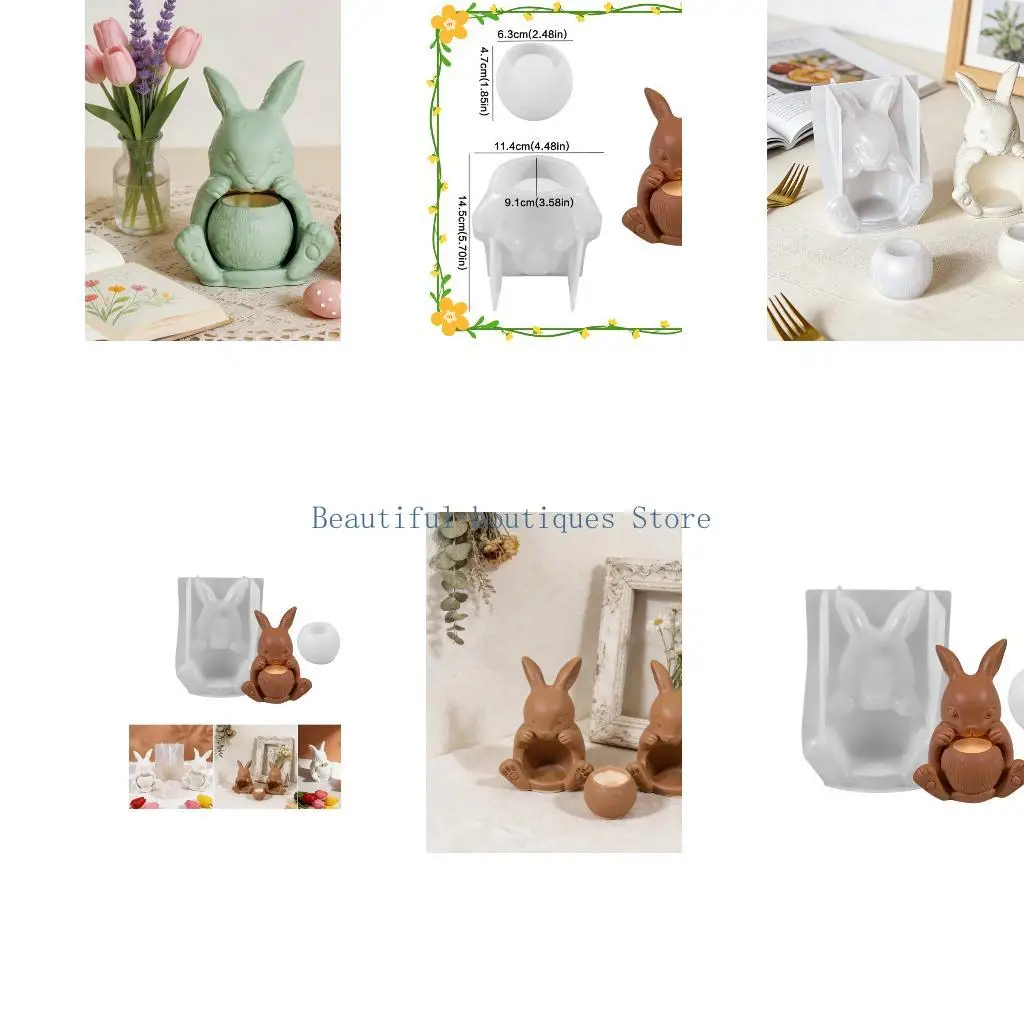 

U4LF Easy To Use Rabbit Shaped Silicone Mold For Crafting Unique Resin Home Accessories Holder Mould