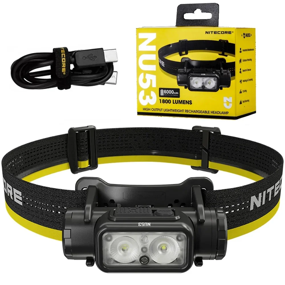 NITECORE NU53 Rechargeable Headlamp 1800 Lumens LED Headlight for Outdoor Work Outdoor Hiking Travel LED Light