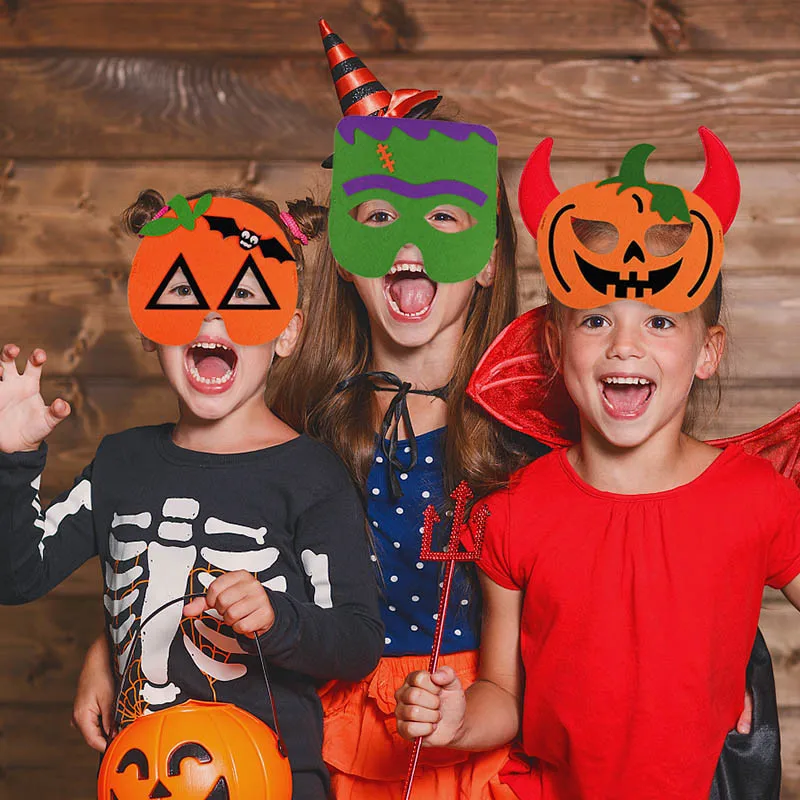 Halloween Dynia Duch DIY Maska Dzieciฤcy Festiwal Duchรณw Impreza Makijaลผ Taniec Rekwizyty Dekoracje Halloween Materiaลy Filcowa maska na oczy