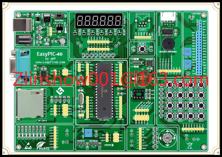 Placa de aprendizaje y desarrollo de microcontroladores PIC18F4550, PIC-40 compatible con microcontroladores PIC de 40 pines 16/18F