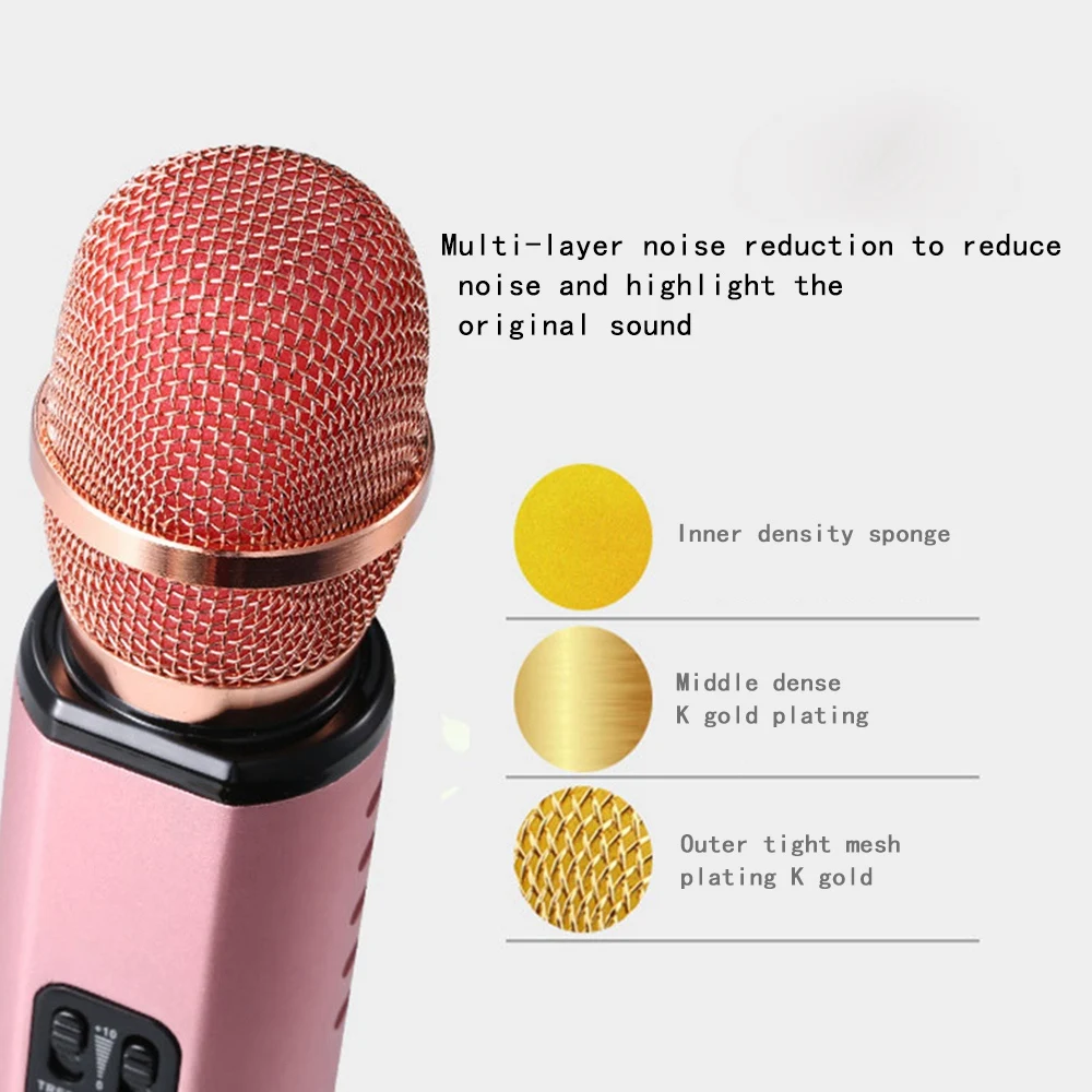 Microphone Bluetooth sans fil K6, karaoké, condensateur, haut-parleur pour touristes, portable, chant, noir