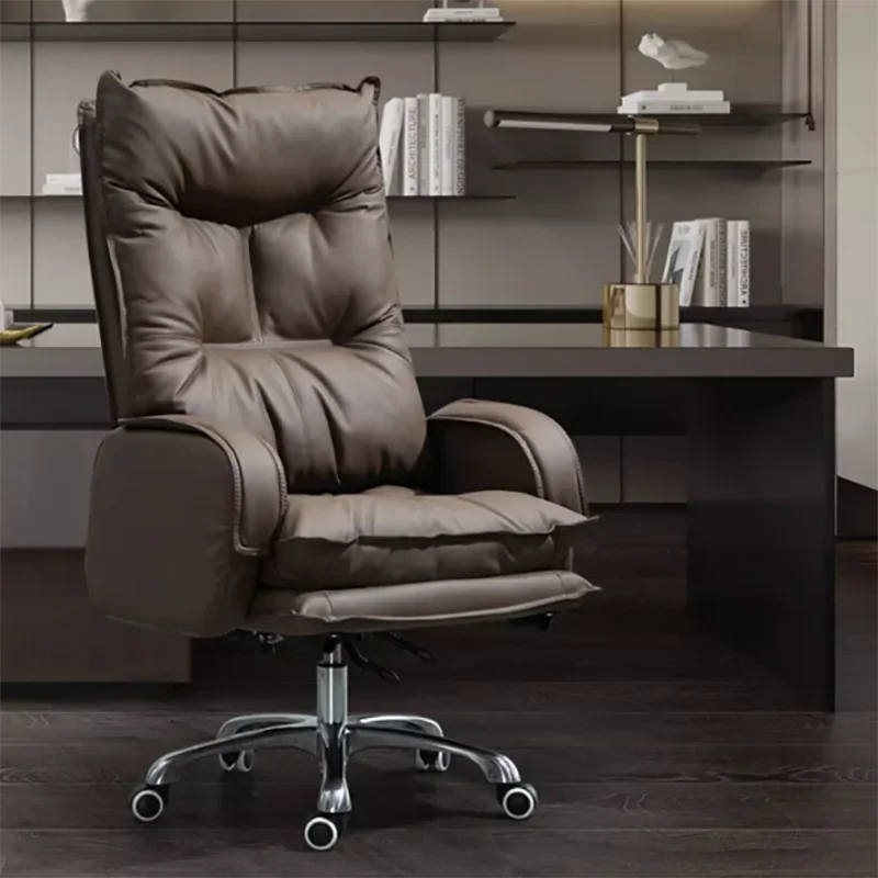 

Executive Armrest Office Chair Leather Back Rest Lounge Recliner Wheels Chair Unfolding Reading Silla Oficina Theater Furniture