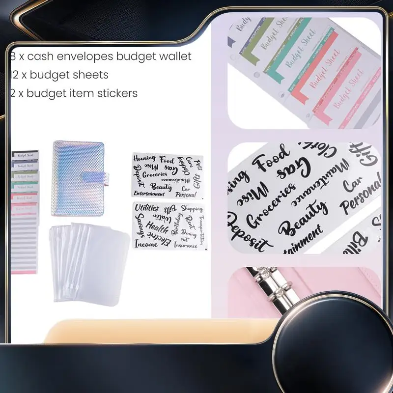 

A6 Money Budget Ring Binder,Cash Stuffing Budget Wallet Planner Binder With Cash Envelope, Money Folder Wallet Organiser-N34R