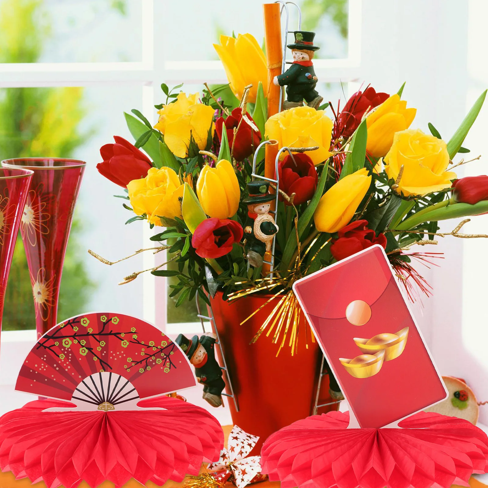 

9pcs Honeycomb Decor Party Ornament Set New Year Honeycomb Ball Decoration Creative Paper Craft For Celebration Event Theme