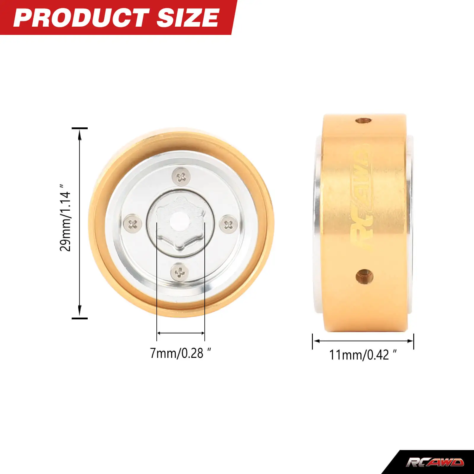 RCAWAD 4PCS 0.8 Inch 98g Wheel Frame Brass Counterweight for 1/24 FMS FCX24M Range Rover Discovery Hobby Crawlers Upgrades Parts